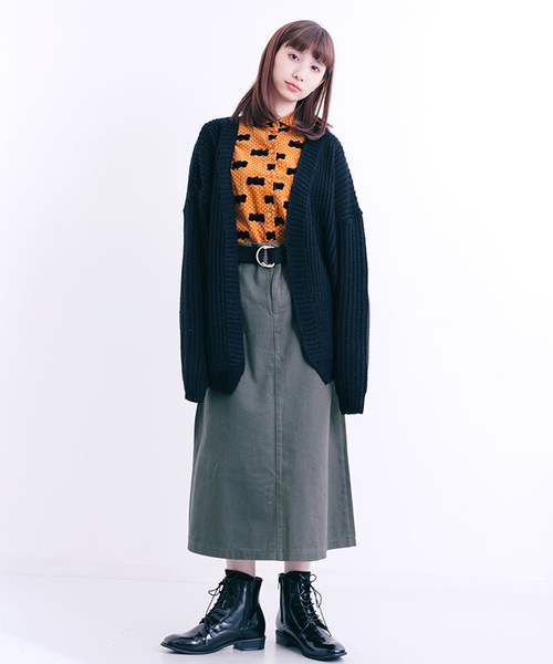 MERLOT(メルロー)の「コットンツイルハイウエストスカート1301(スカート・レディース・ブラック/ベージュ/ワイン/カーキ・FREE)」の21枚目の写真