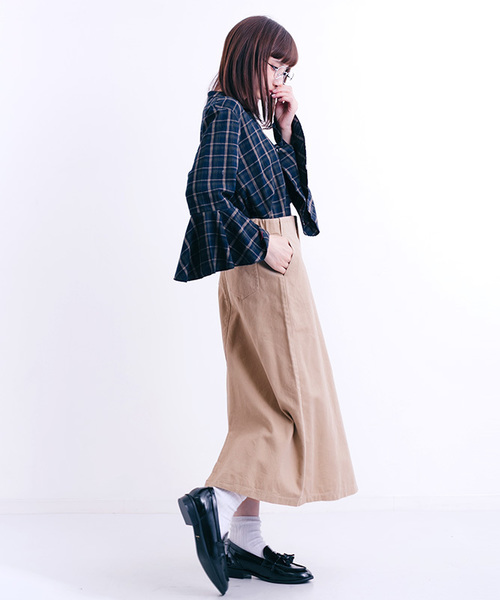 MERLOT(メルロー)の「コットンツイルハイウエストスカート1301(スカート・レディース・ブラック/ベージュ/ワイン/カーキ・FREE)」の6枚目の写真