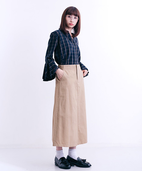MERLOT(メルロー)の「コットンツイルハイウエストスカート1301(スカート・レディース・ブラック/ベージュ/ワイン/カーキ・FREE)」の17枚目の写真