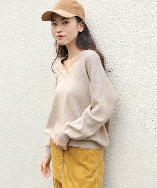 niko and...(ニコアンド)の「VIS混Vネックニットプルオーバー(ニット/セーター・レディース・ブラウン/グリーン/チャコール/ベージュ・LARGE/MEDIUM)」の3枚目の写真