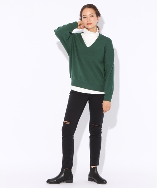 niko and...(ニコアンド)の「VIS混Vネックニットプルオーバー(ニット/セーター・レディース・ブラウン/グリーン/チャコール/ベージュ・LARGE/MEDIUM)」の7枚目の写真