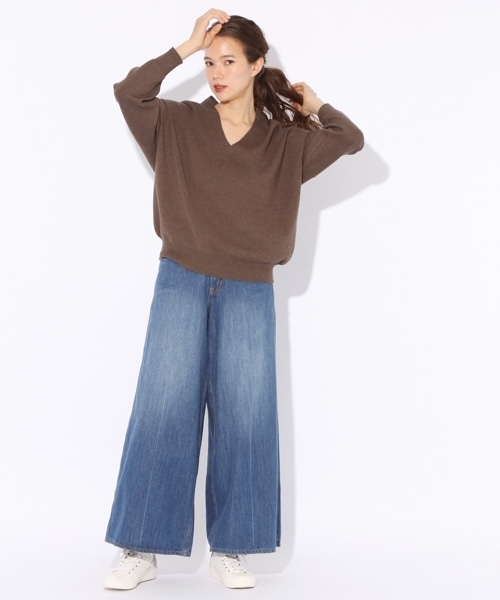 niko and...(ニコアンド)の「VIS混Vネックニットプルオーバー(ニット/セーター・レディース・ブラウン/グリーン/チャコール/ベージュ・LARGE/MEDIUM)」の13枚目の写真