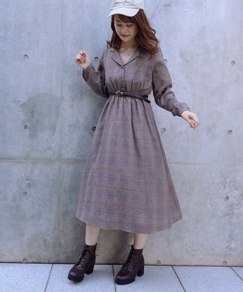 one after another NICE CLAUP（ワンアフターアナザーナイスクラップ）の「【ZOZO限定】開襟レトロアソートワンピース（ワンピース・レディース・ブラック系その他/ブラウン系その他/ドット・FREE）」の7枚目の写真