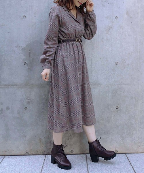 one after another NICE CLAUP（ワンアフターアナザーナイスクラップ）の「【ZOZO限定】開襟レトロアソートワンピース（ワンピース・レディース・ブラック系その他/ブラウン系その他/ドット・FREE）」の8枚目の写真