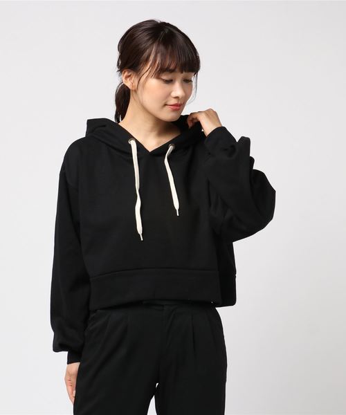 archives(アルシーヴ)の「ショートプルパーカー(Tシャツ/カットソー・レディース・ブラック/グレー/カーキ・MEDIUM)」の2枚目の写真