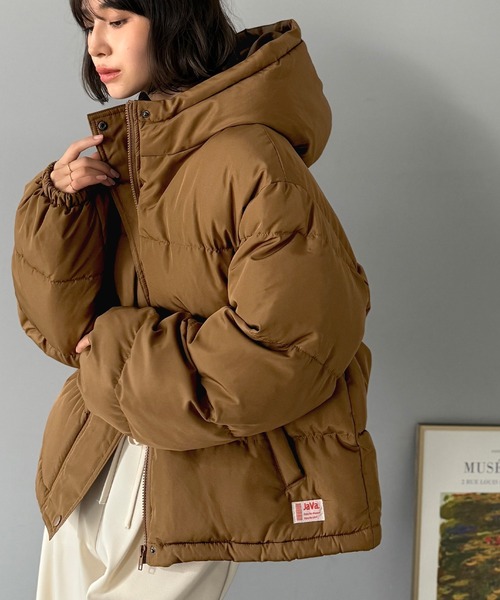 極美品✨ダンスキン フード付き ショート丈ダウンジャケット M ブラウン セール】《JaVa ジャバコラボ》 ぬくぬく暖か！ ショート丈 フード付き