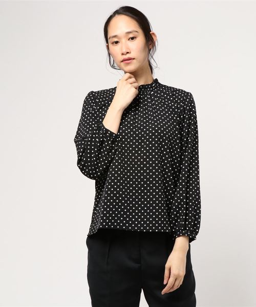 YECCA VECCA（イェッカヴェッカ）の「・フリルドットハイネックブラウス（シャツ/ブラウス・レディース・ホワイト/ブラック/キャメル・FREE）」の15枚目の写真