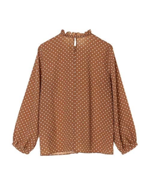 YECCA VECCA（イェッカヴェッカ）の「・フリルドットハイネックブラウス（シャツ/ブラウス・レディース・ホワイト/ブラック/キャメル・FREE）」の14枚目の写真