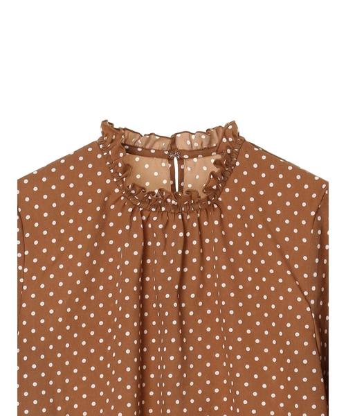 YECCA VECCA（イェッカヴェッカ）の「・フリルドットハイネックブラウス（シャツ/ブラウス・レディース・ホワイト/ブラック/キャメル・FREE）」の13枚目の写真