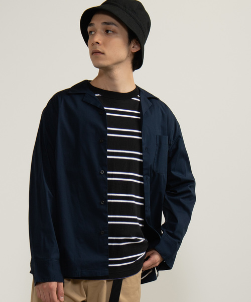 WEGO（ウィゴー）の「WEGO/ストレッチブロード開襟シャツ（シャツ/ブラウス・メンズ・ホワイト/ブラック/ネイビー/カーキ・SMALL/MEDIUM/LARGE）」の4枚目の写真