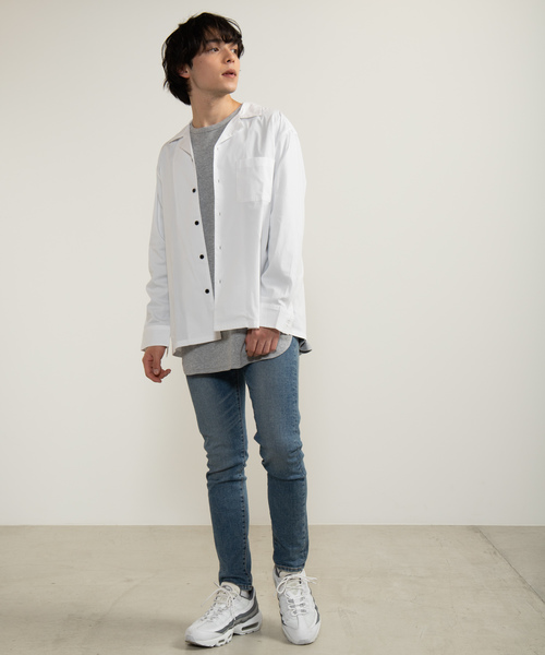 WEGO（ウィゴー）の「WEGO/ストレッチブロード開襟シャツ（シャツ/ブラウス・メンズ・ホワイト/ブラック/ネイビー/カーキ・SMALL/MEDIUM/LARGE）」の8枚目の写真