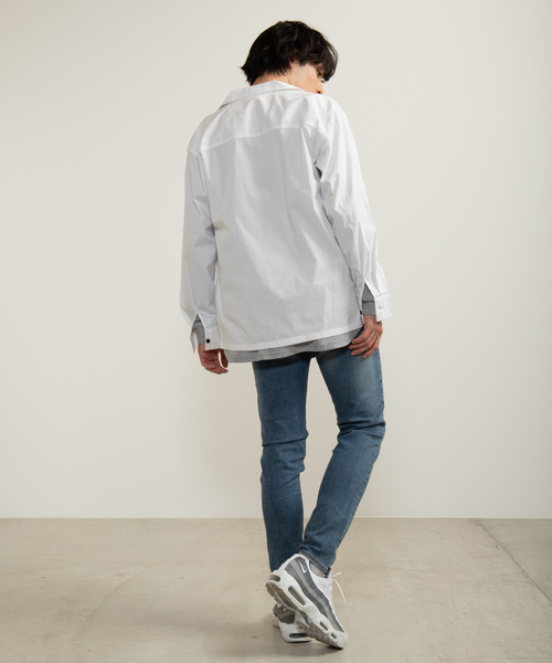 WEGO（ウィゴー）の「WEGO/ストレッチブロード開襟シャツ（シャツ/ブラウス・メンズ・ホワイト/ブラック/ネイビー/カーキ・SMALL/MEDIUM/LARGE）」の10枚目の写真