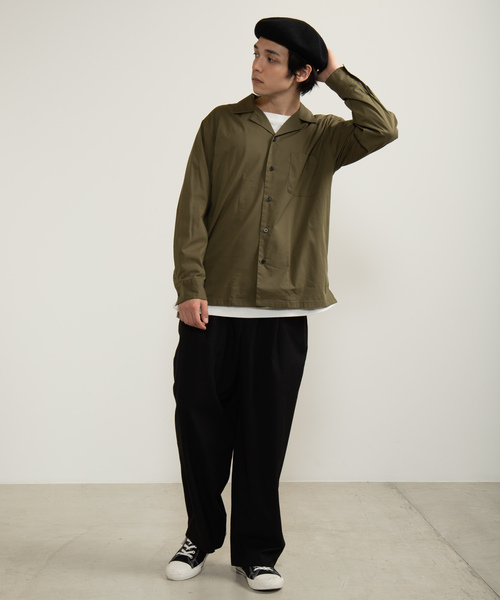 WEGO（ウィゴー）の「WEGO/ストレッチブロード開襟シャツ（シャツ/ブラウス・メンズ・ホワイト/ブラック/ネイビー/カーキ・SMALL/MEDIUM/LARGE）」の18枚目の写真