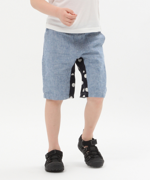 GLOBAL WORK（グローバルワーク）の「【キッズ】ソフトタッチメンアサガラショートパンツ/819115（その他パンツ・キッズ・ダークブルー/ブルー系その他7/ベージュ系その他3/その他1/ライトブルー/ネイビー/カーキ/ブルー/ブラック/イエロー・LARGE/SMALL/MEDIUM/XX-LARGE/X-LARGE）」の4枚目の写真