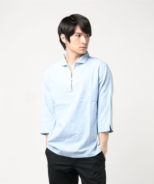 Burner（バーナー）の「【06 BURNER SELECT】綿麻ストレッチ7分袖カプリシャツ（シャツ/ブラウス・メンズ・ブルー/ブラック/ブルー系その他/オレンジ系その他/グレー系その他/ホワイト/ピンク系その他・LL/M/L）」の5枚目の写真
