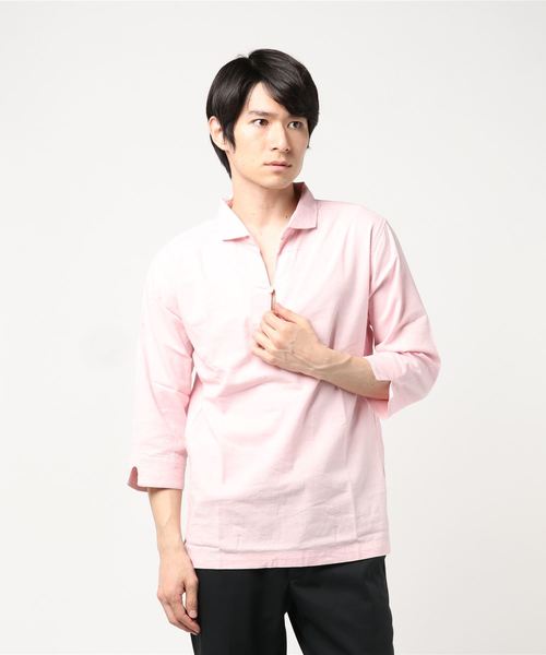 Burner（バーナー）の「【06 BURNER SELECT】綿麻ストレッチ7分袖カプリシャツ（シャツ/ブラウス・メンズ・ブルー/ブラック/ブルー系その他/オレンジ系その他/グレー系その他/ホワイト/ピンク系その他・LL/M/L）」の6枚目の写真