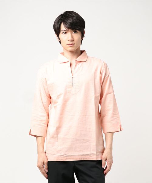 Burner（バーナー）の「【06 BURNER SELECT】綿麻ストレッチ7分袖カプリシャツ（シャツ/ブラウス・メンズ・ブルー/ブラック/ブルー系その他/オレンジ系その他/グレー系その他/ホワイト/ピンク系その他・LL/M/L）」の7枚目の写真