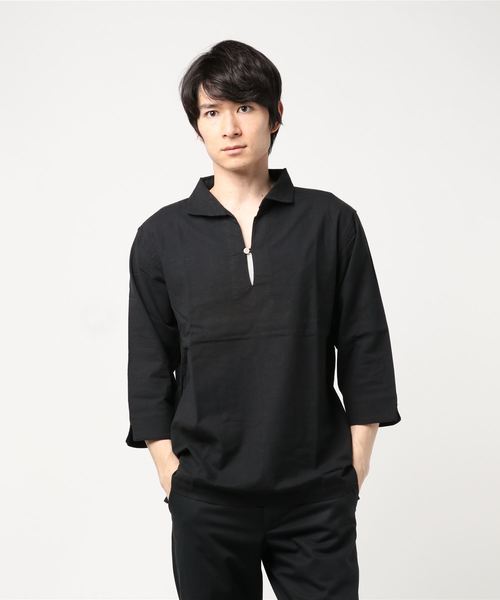 Burner（バーナー）の「【06 BURNER SELECT】綿麻ストレッチ7分袖カプリシャツ（シャツ/ブラウス・メンズ・ブルー/ブラック/ブルー系その他/オレンジ系その他/グレー系その他/ホワイト/ピンク系その他・LL/M/L）」の3枚目の写真