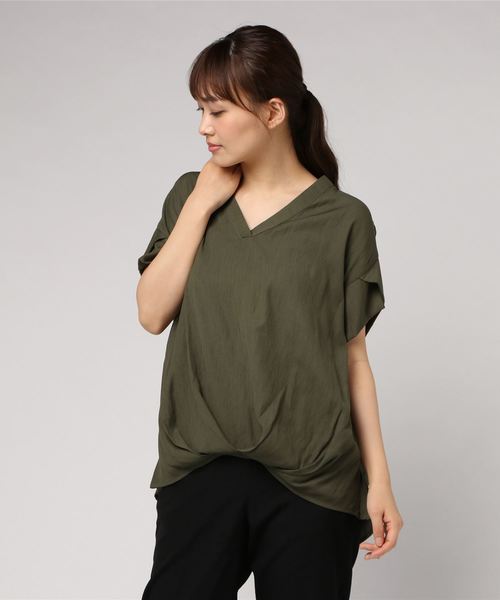 TRUDEA（トルディア）の「麻調タックシャツブラウス（シャツ/ブラウス・レディース・ホワイト/ブラック/ベージュ/ネイビー/カーキ・MEDIUM）」の13枚目の写真