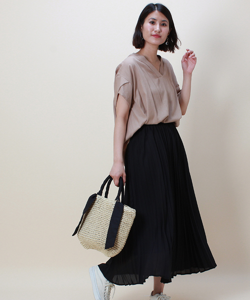 TRUDEA（トルディア）の「麻調タックシャツブラウス（シャツ/ブラウス・レディース・ホワイト/ブラック/ベージュ/ネイビー/カーキ・MEDIUM）」の10枚目の写真