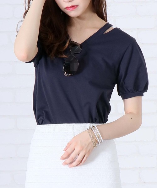 HER CLOSET（ハークローゼット）の「【HERCLOSET】バックレーススリットリボンカットソー（Tシャツ/カットソー・レディース・グレー/ピンク/ホワイト/ネイビー・M）」の10枚目の写真