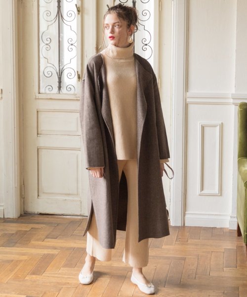 archives（アルシーヴ）の「ベルト付ノーカラーリバーシブルコート（その他アウター・レディース・グレー/ブラウン/ベージュ・MEDIUM）」の3枚目の写真