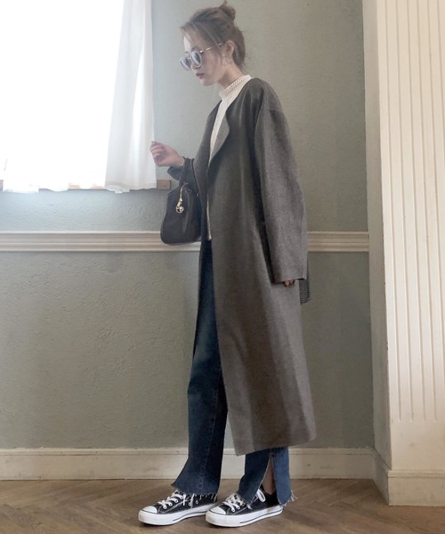 archives（アルシーヴ）の「ベルト付ノーカラーリバーシブルコート（その他アウター・レディース・グレー/ブラウン/ベージュ・MEDIUM）」の16枚目の写真