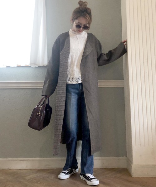 archives（アルシーヴ）の「ベルト付ノーカラーリバーシブルコート（その他アウター・レディース・グレー/ブラウン/ベージュ・MEDIUM）」の18枚目の写真