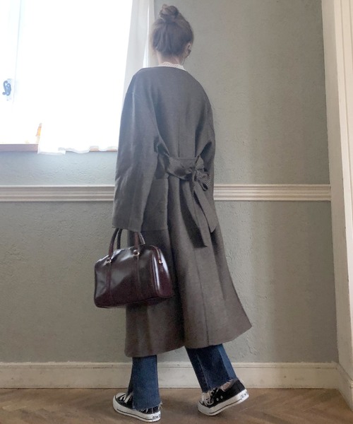 archives（アルシーヴ）の「ベルト付ノーカラーリバーシブルコート（その他アウター・レディース・グレー/ブラウン/ベージュ・MEDIUM）」の19枚目の写真