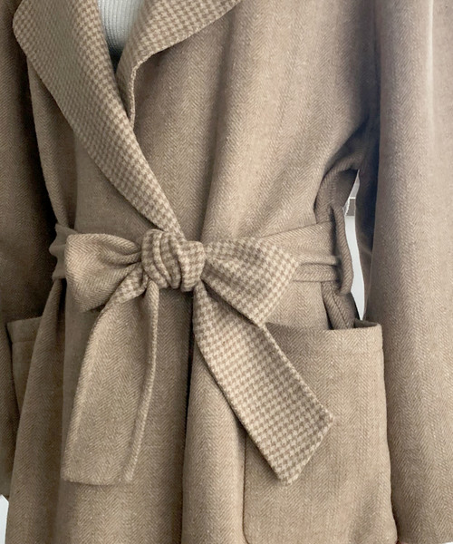 archives（アルシーヴ）の「ベルト付ノーカラーリバーシブルコート（その他アウター・レディース・グレー/ブラウン/ベージュ・MEDIUM）」の12枚目の写真