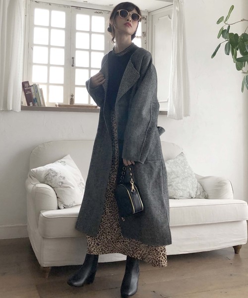 archives（アルシーヴ）の「ベルト付ノーカラーリバーシブルコート（その他アウター・レディース・グレー/ブラウン/ベージュ・MEDIUM）」の14枚目の写真