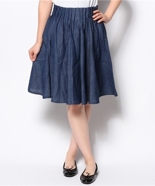 Kastane（カスタネ）の「【Kastane】Wタックステッチスカート（スカート・レディース・その他18/インディゴブルー/ホワイト・FREE）」の5枚目の写真