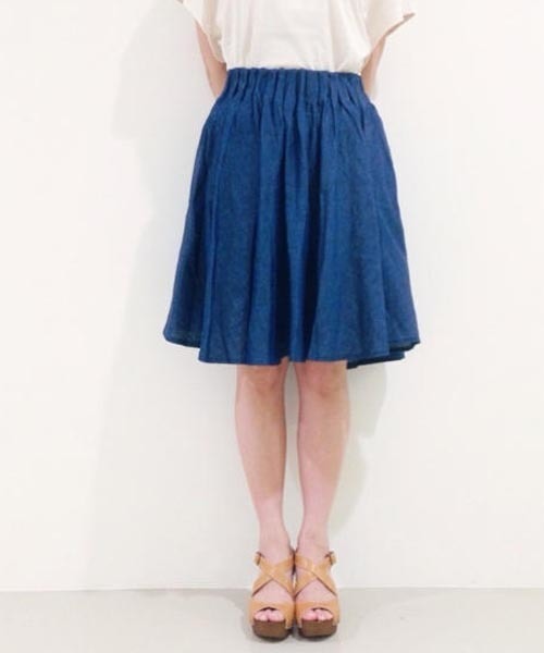 Kastane（カスタネ）の「【Kastane】Wタックステッチスカート（スカート・レディース・その他18/インディゴブルー/ホワイト・FREE）」の6枚目の写真