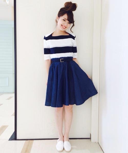 Kastane（カスタネ）の「【Kastane】Wタックステッチスカート（スカート・レディース・その他18/インディゴブルー/ホワイト・FREE）」の7枚目の写真