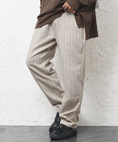 MinoriTY(マイノリティ)の「【MinoriTY】ウールライクストライプ生地ワイドテーパードスラックス ワイドパンツ メンズ 秋服 冬服(スラックス・メンズ・ブラウン/ブラック/ベージュ/チャコール/ベージュ系その他/ブラック系その他/ブラウン系その他・M/L/S)」の7枚目の写真