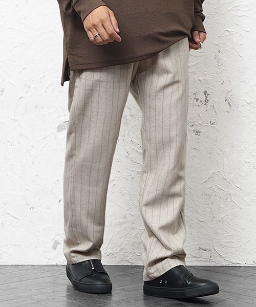 MinoriTY(マイノリティ)の「【MinoriTY】ウールライクストライプ生地ワイドテーパードスラックス ワイドパンツ メンズ 秋服 冬服(スラックス・メンズ・ブラウン/ブラック/ベージュ/チャコール/ベージュ系その他/ブラック系その他/ブラウン系その他・M/L/S)」の19枚目の写真