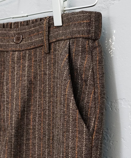 MinoriTY(マイノリティ)の「【MinoriTY】ウールライクストライプ生地ワイドテーパードスラックス ワイドパンツ メンズ 秋服 冬服(スラックス・メンズ・ブラウン/ブラック/ベージュ/チャコール/ベージュ系その他/ブラック系その他/ブラウン系その他・M/L/S)」の14枚目の写真