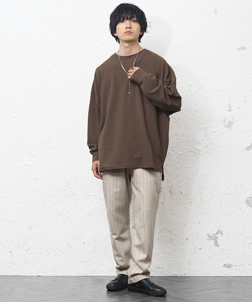 MinoriTY(マイノリティ)の「【MinoriTY】ウールライクストライプ生地ワイドテーパードスラックス ワイドパンツ メンズ 秋服 冬服(スラックス・メンズ・ブラウン/ブラック/ベージュ/チャコール/ベージュ系その他/ブラック系その他/ブラウン系その他・M/L/S)」の20枚目の写真