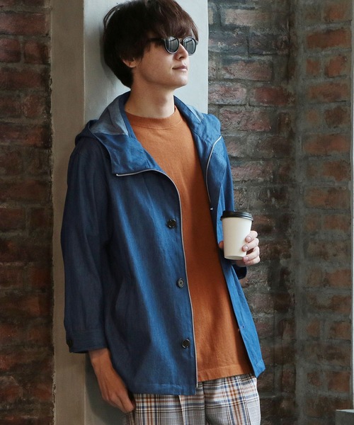 UNION STATION（ユニオンステーション）の「フードシャツブルゾン[7分袖]（シャツ/ブラウス・メンズ・カーキ/ブルー/グレー系その他・S/M/L）」の3枚目の写真