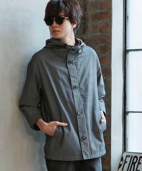 UNION STATION（ユニオンステーション）の「フードシャツブルゾン[7分袖]（シャツ/ブラウス・メンズ・カーキ/ブルー/グレー系その他・S/M/L）」の6枚目の写真