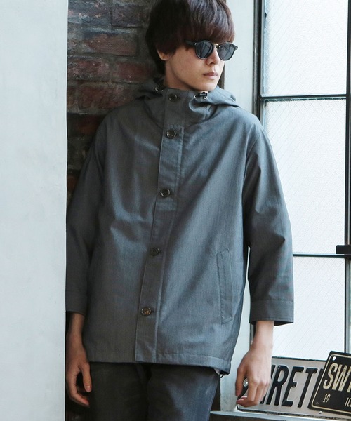 UNION STATION（ユニオンステーション）の「フードシャツブルゾン[7分袖]（シャツ/ブラウス・メンズ・カーキ/ブルー/グレー系その他・S/M/L）」の7枚目の写真