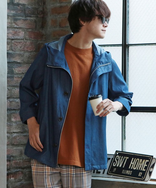 UNION STATION（ユニオンステーション）の「フードシャツブルゾン[7分袖]（シャツ/ブラウス・メンズ・カーキ/ブルー/グレー系その他・S/M/L）」の12枚目の写真