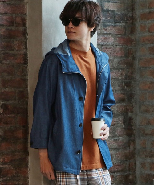 UNION STATION（ユニオンステーション）の「フードシャツブルゾン[7分袖]（シャツ/ブラウス・メンズ・カーキ/ブルー/グレー系その他・S/M/L）」の13枚目の写真