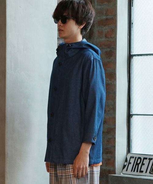 UNION STATION（ユニオンステーション）の「フードシャツブルゾン[7分袖]（シャツ/ブラウス・メンズ・カーキ/ブルー/グレー系その他・S/M/L）」の14枚目の写真