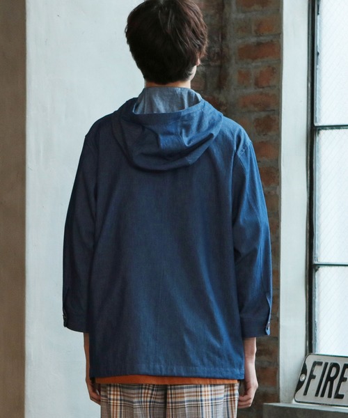 UNION STATION（ユニオンステーション）の「フードシャツブルゾン[7分袖]（シャツ/ブラウス・メンズ・カーキ/ブルー/グレー系その他・S/M/L）」の15枚目の写真