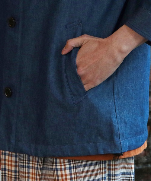 UNION STATION（ユニオンステーション）の「フードシャツブルゾン[7分袖]（シャツ/ブラウス・メンズ・カーキ/ブルー/グレー系その他・S/M/L）」の19枚目の写真