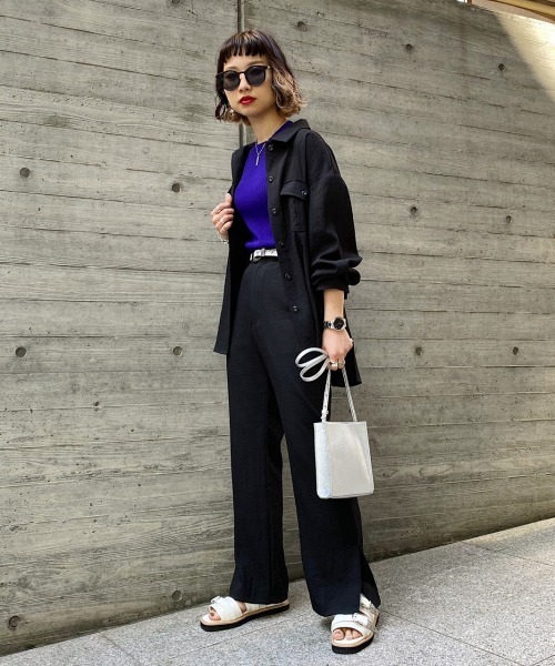 PAGEBOY（ページボーイ）の「シルバーWバックルサンダル（サンダル・レディース・ブラック/オフホワイト・MEDIUM/LARGE）」の7枚目の写真