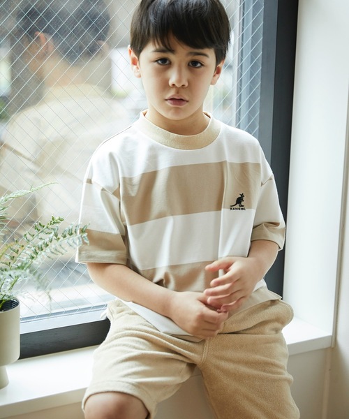 &yam(アンドヤム)の「カンゴールボーダーT(Tシャツ/カットソー・キッズ・ダークブルー/ベージュ/ブラウン/オレンジ/ピンク/ブルー/グリーン/ラベンダー・90/100/110/120/130/140/150)」の3枚目の写真