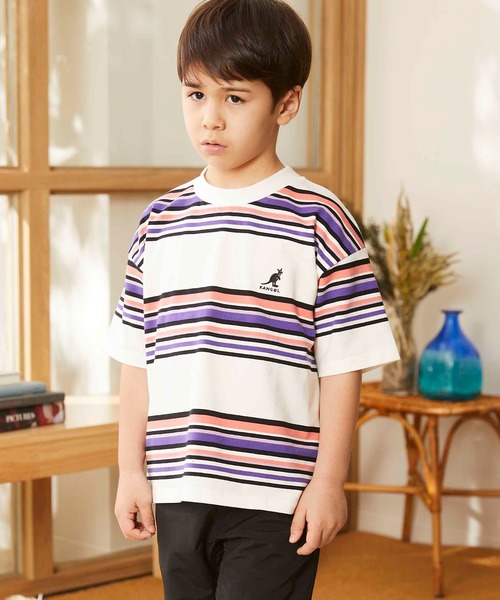 &yam(アンドヤム)の「カンゴールボーダーT(Tシャツ/カットソー・キッズ・ダークブルー/ベージュ/ブラウン/オレンジ/ピンク/ブルー/グリーン/ラベンダー・90/100/110/120/130/140/150)」の7枚目の写真