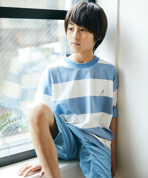 &yam(アンドヤム)の「カンゴールボーダーT(Tシャツ/カットソー・キッズ・ダークブルー/ベージュ/ブラウン/オレンジ/ピンク/ブルー/グリーン/ラベンダー・90/100/110/120/130/140/150)」の5枚目の写真
